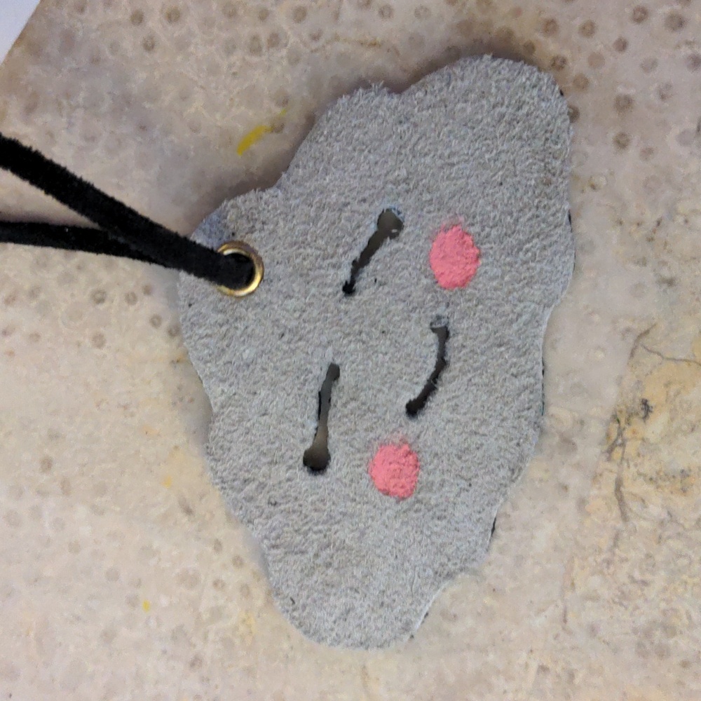 Handmade Genuine Leather Kawaii Happy Cloud Bag Charm Stone Black Pink #03 - Picture 3 of 8